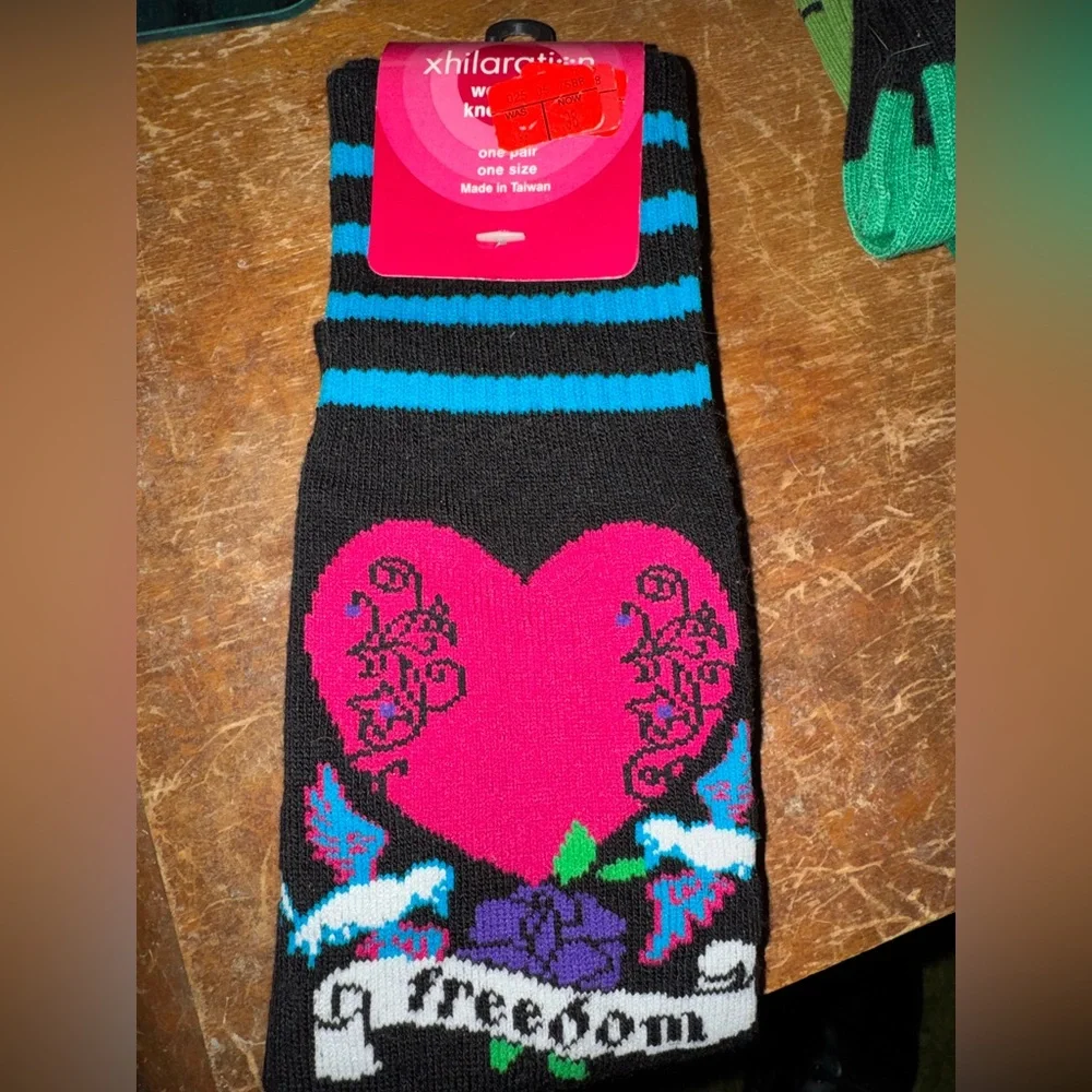Target Black Socks with Pink and Blue Floral Design